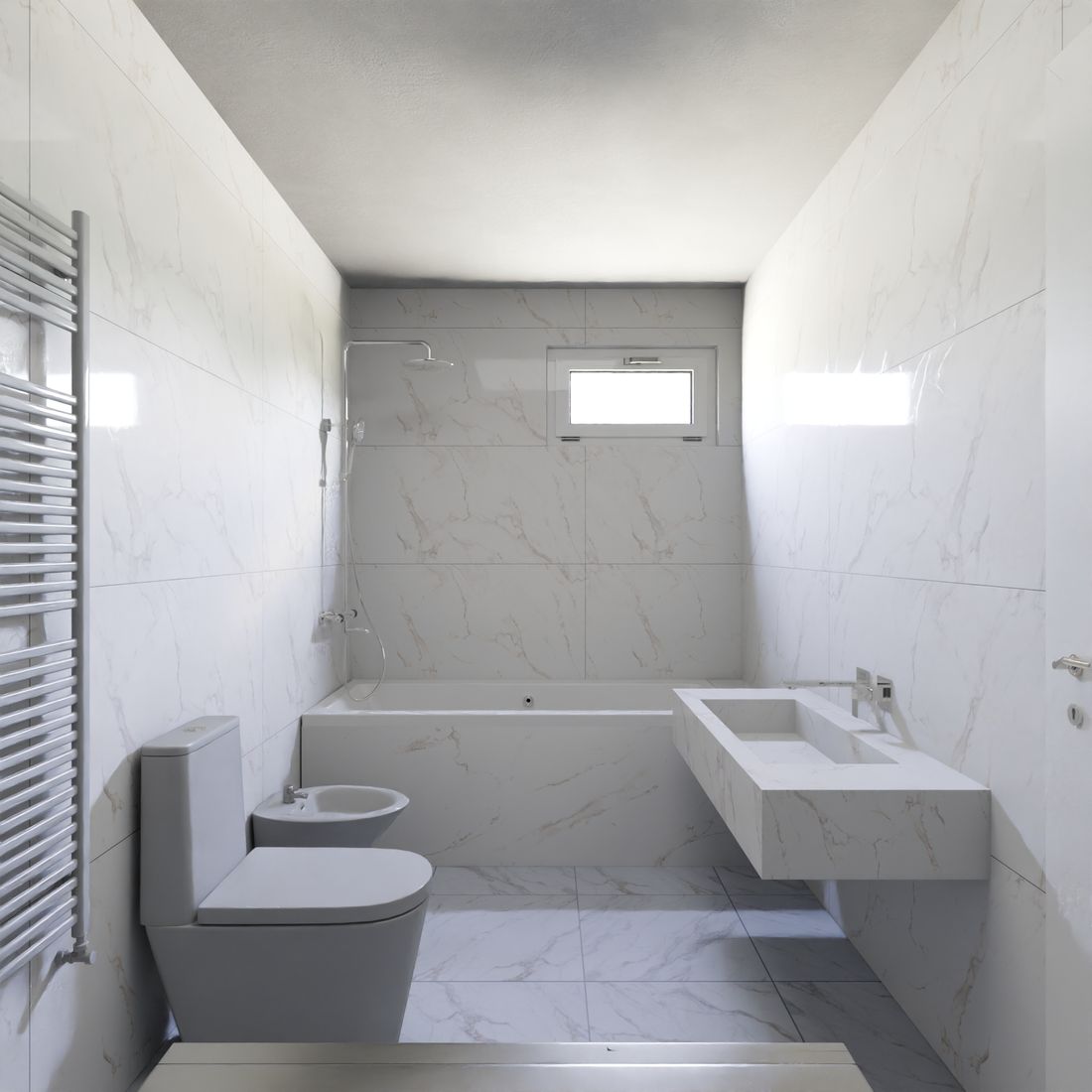 A modern bathroom, the room this problem starts in